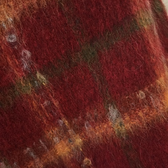 Sasha red fall leaves color wool blend jacket zipper sz 16 funnel neck plaid - Picture 16 of 16